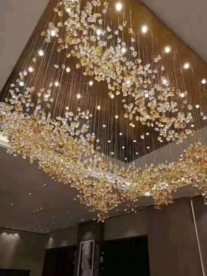 Hotel Crystal Chandelier Bar Living Room Large Engineering Light Green Transparent Stone Glass Lamp Custom Lamp