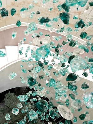 Hotel Crystal Chandelier Bar Living Room Large Engineering Light Green Transparent Stone Glass Lamp Custom Lamp