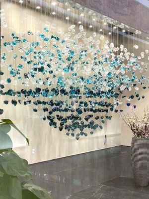Hotel Crystal Chandelier Bar Living Room Large Engineering Light Green Transparent Stone Glass Lamp Custom Lamp