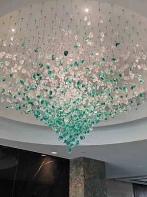 Hotel Crystal Chandelier Bar Living Room Large Engineering Light Green Transparent Stone Glass Lamp Custom Lamp