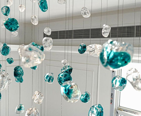 Hotel Lobby Villa Banquet Hall Decoration Project Luxury Rainfall Glass Gem Stone Chandelier Accessories