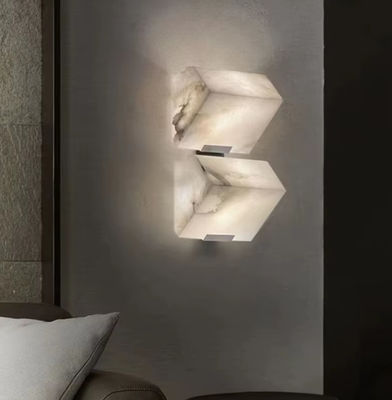 Alabaster LED Wall Lamp Postmodern Creative Home Decor Copper Marble Wall Light For Bedroom Bedside Living Room