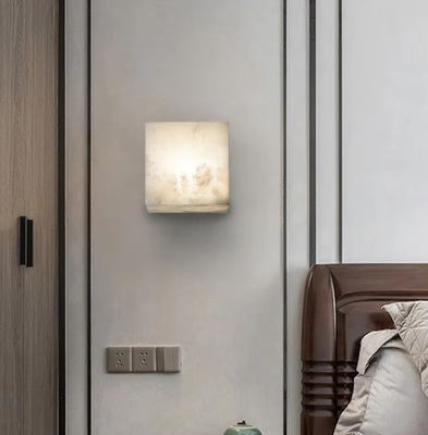 Square Alabaster Light Modern Led Room Light New Design Nordic Hotel Bedroom Bed Corridor Brass Marble Wall Light