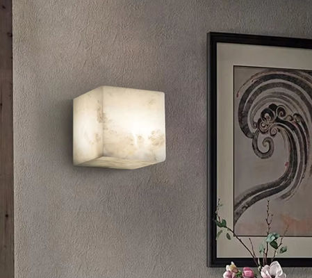 Square Alabaster Light Modern Led Room Light New Design Nordic Hotel Bedroom Bed Corridor Brass Marble Wall Light