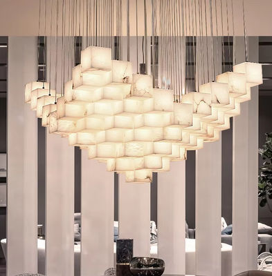 Full Copper Marble Staircase Long Pendant Light Modern Minimalist Designer Villa Living Room Creative Decoration Alabaster Lamp