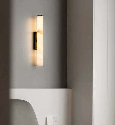 Long Linear Spanish Alabaster Marble Copper Wall Lamp Luxury Home Decor Wall Mounted Light Fixture For Living Room Hotel