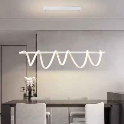 Popular Black Office Reception LED Pendant Light Creative Spiral Hotel Restaurant Pendant Lamp Wave Aluminum Chandelier