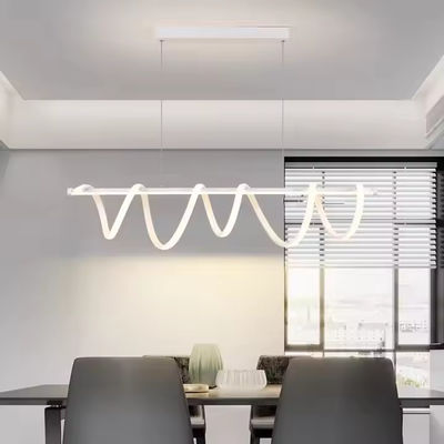 Popular Black Office Reception LED Pendant Light Creative Spiral Hotel Restaurant Pendant Lamp Wave Aluminum Chandelier