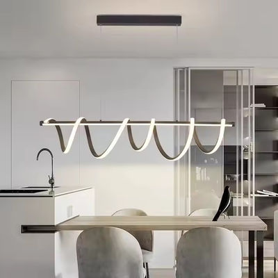 Popular Black Office Reception LED Pendant Light Creative Spiral Hotel Restaurant Pendant Lamp Wave Aluminum Chandelier