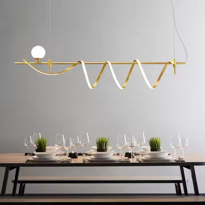Popular Black Office Reception LED Pendant Light Creative Spiral Hotel Restaurant Pendant Lamp Wave Aluminum Chandelier