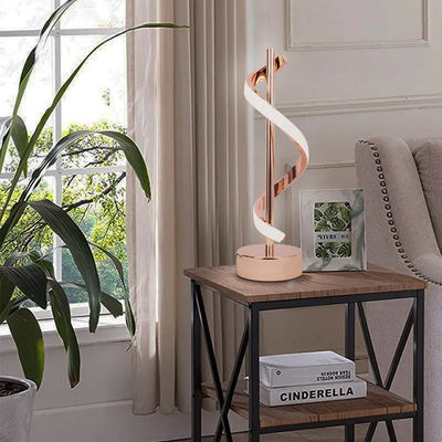Minimalist Contemporary LED Spiral Table Lamp Rose Gold/Black Aluminum 12W Lamp For Bedroom