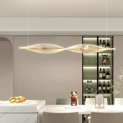 Dining Modern Branch Acrylic Shade Chandelier Hanging Gold Lamp For Restaurant LED Linear Pendant Light For Home