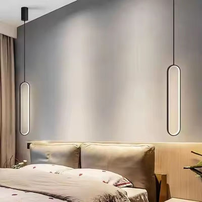 Modern Linear Black Gold Pendant Light Villa Duplex Living Room Bedroom Dining Home Decoration LED Chandelier