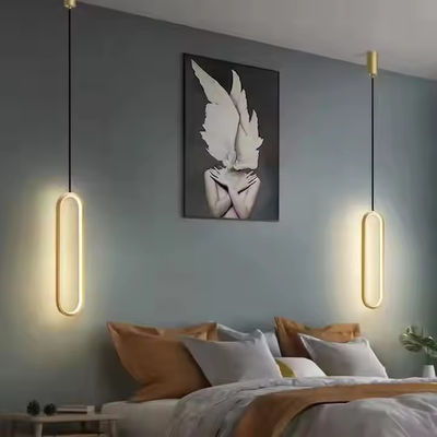 Modern Linear Black Gold Pendant Light Villa Duplex Living Room Bedroom Dining Home Decoration LED Chandelier