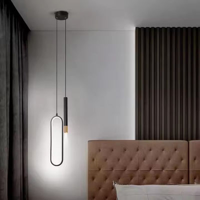 Modern Linear Black Gold Pendant Light Villa Duplex Living Room Bedroom Dining Home Decoration LED Chandelier