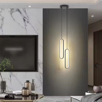 Modern Linear Black Gold Pendant Light Villa Duplex Living Room Bedroom Dining Home Decoration LED Chandelier