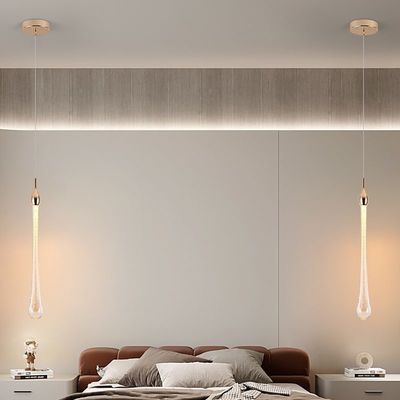 Raindrop Golden Single Head Small Chandelier Luxury Copper Glass Led Hanging Lamp Nordic Simple Bedside Pendant Light