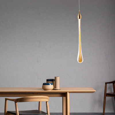 Raindrop Golden Single Head Small Chandelier Luxury Copper Glass Led Hanging Lamp Nordic Simple Bedside Pendant Light