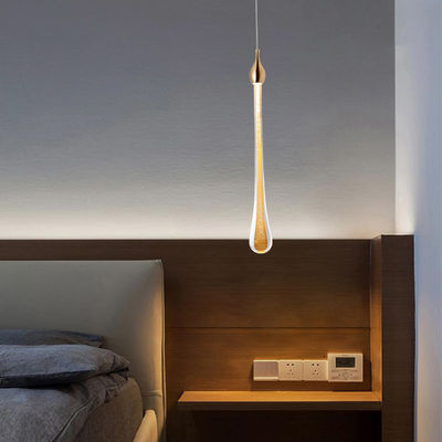 Raindrop Golden Single Head Small Chandelier Luxury Copper Glass Led Hanging Lamp Nordic Simple Bedside Pendant Light