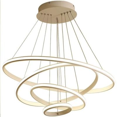 Modern LED Pendant Lamp Dining Room Round Pendant Light 4 Rings Adjustable Anodizing Chandelier Hanging Lamp
