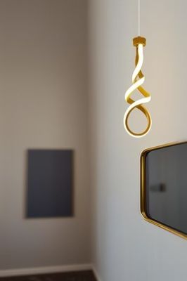 Modern LED twisted aluminum chandelier dimmable kitchen dining room single hanging lamp aluminum and silicone gold LED chandelier