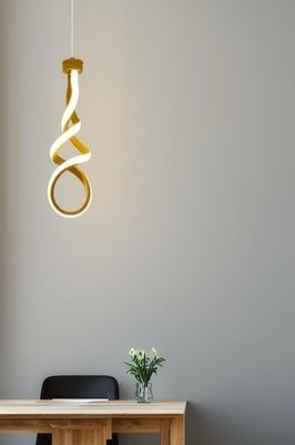 Modern LED twisted aluminum chandelier dimmable kitchen dining room single hanging lamp aluminum and silicone gold LED chandelier