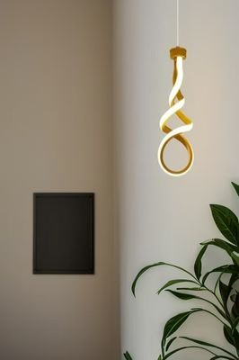 Modern LED twisted aluminum chandelier dimmable kitchen dining room single hanging lamp aluminum and silicone gold LED chandelier