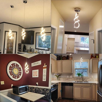Modern LED twisted aluminum chandelier dimmable kitchen dining room single hanging lamp aluminum and silicone gold LED chandelier