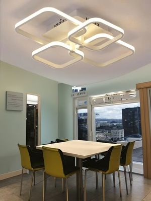 Modern American style four-head rectangular LED study room acrylic ceiling lamp golden luxury square LED ceiling lamp can be remote-controlled