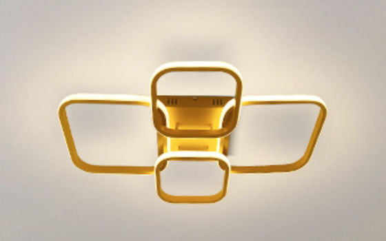 Modern American style four-head rectangular LED study room acrylic ceiling lamp golden luxury square LED ceiling lamp can be remote-controlled