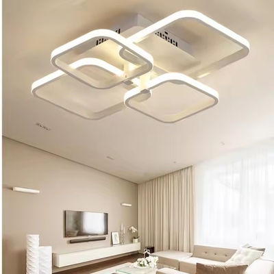 Modern American style four-head rectangular LED study room acrylic ceiling lamp golden luxury square LED ceiling lamp can be remote-controlled
