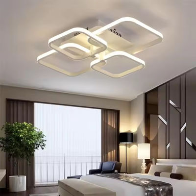 Modern American style four-head rectangular LED study room acrylic ceiling lamp golden luxury square LED ceiling lamp can be remote-controlled
