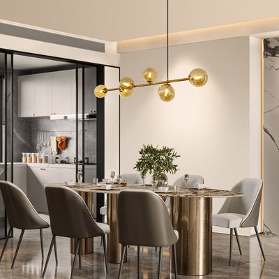 Nordic molecular lamp Magic bean glass chandelier white amber glass ball E27 electric French gold plated chandelier