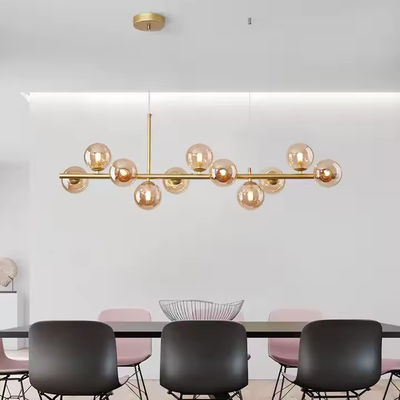 Nordic molecular lamp Magic bean glass chandelier white amber glass ball E27 electric French gold plated chandelier