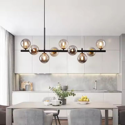Nordic molecular lamp Magic bean glass chandelier white amber glass ball E27 electric French gold plated chandelier