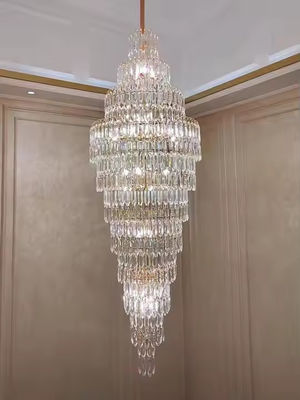 Custom Ceiling Lighting Pendant Lamp for Hotel Villa Staircase Home Decor Nordic Modern K9 Crystal Chandelier