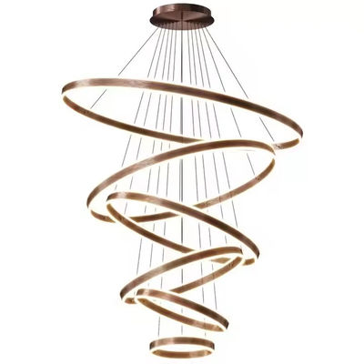 Modern Chandelier Large Led Pendant Light Fixture Luxury Acrylic Adjustable Circle High Ceiling Ring Lamp for Hotel Dining Room