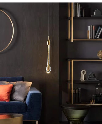 Elegant LED Luxury Crystal Chandeliers Water Drop Lamps Bedroom Modern Simple Bar Decorative Chandelier Lighting Hanging Lamp