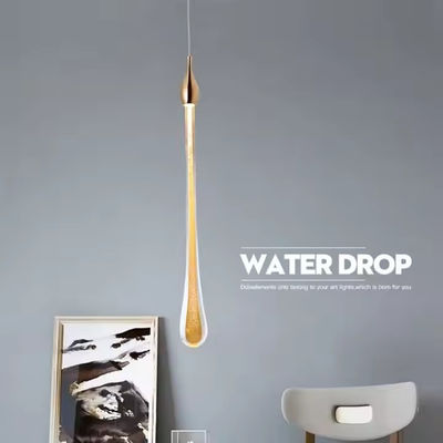 Elegant LED Luxury Crystal Chandeliers Water Drop Lamps Bedroom Modern Simple Bar Decorative Chandelier Lighting Hanging Lamp