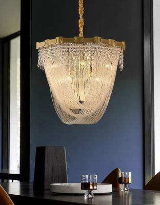 Modern Project Hotel Metal Tassels Chandelier Stair Ceiling Lights Decoration Home Staircase Chandeliers Pendant Lights