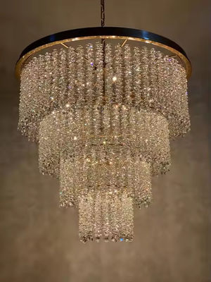 Hotel Chandelier Manufacturer Luxury Golden Modern Crystal Round Pendant Light for Wedding Banquet Large Pendant for Indoor
