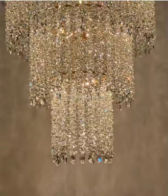 Hotel Chandelier Manufacturer Luxury Golden Modern Crystal Round Pendant Light for Wedding Banquet Large Pendant for Indoor