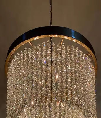 Hotel Chandelier Manufacturer Luxury Golden Modern Crystal Round Pendant Light for Wedding Banquet Large Pendant for Indoor