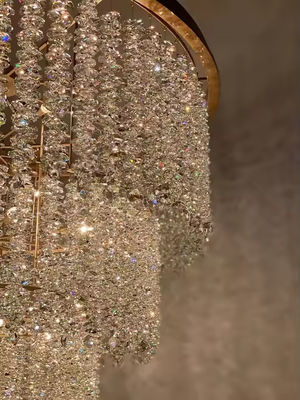 Hotel Chandelier Manufacturer Luxury Golden Modern Crystal Round Pendant Light for Wedding Banquet Large Pendant for Indoor