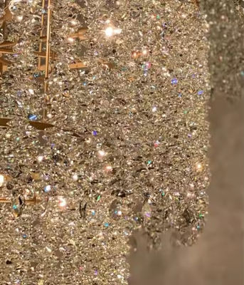 Hotel Chandelier Manufacturer Luxury Golden Modern Crystal Round Pendant Light for Wedding Banquet Large Pendant for Indoor