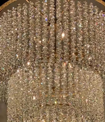 Hotel Chandelier Manufacturer Luxury Golden Modern Crystal Round Pendant Light for Wedding Banquet Large Pendant for Indoor
