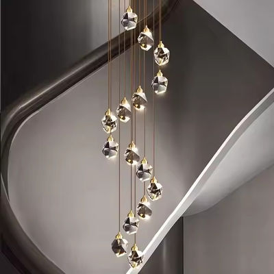 Hotel Stair Interior Modern Luxury Crystal Chandelier Pendant Light with LED Ceiling Lamp Lamp size 130*110mm
