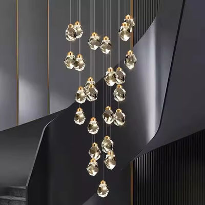 Hotel Stair Interior Modern Luxury Crystal Chandelier Pendant Light with LED Ceiling Lamp Lamp size 130*110mm