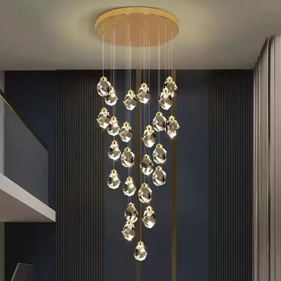 Hotel Stair Interior Modern Luxury Crystal Chandelier Pendant Light with LED Ceiling Lamp Lamp size 130*110mm