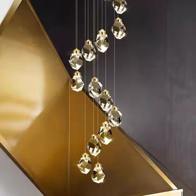 Hotel Stair Interior Modern Luxury Crystal Chandelier Pendant Light with LED Ceiling Lamp Lamp size 130*110mm